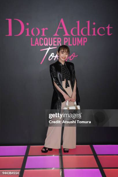 Ai Takahashi attends the Dior Addict Lacquer Plump Party at 1 OAK on April 10, 2018 in Tokyo, Japan.