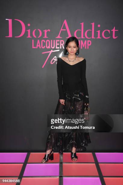Model Iruka attends the Dior Addict Lacquer Plump Party at 1 OAK on April 10, 2018 in Tokyo, Japan.