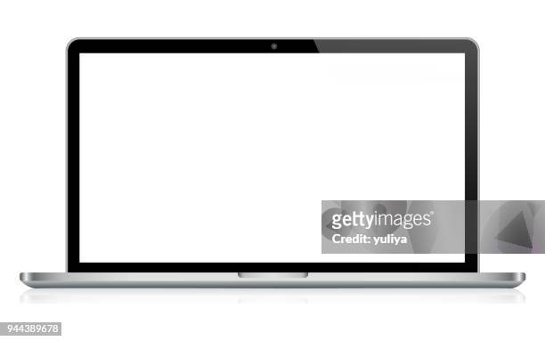 ilustrações de stock, clip art, desenhos animados e ícones de laptop in black and silver color with reflection - device screen