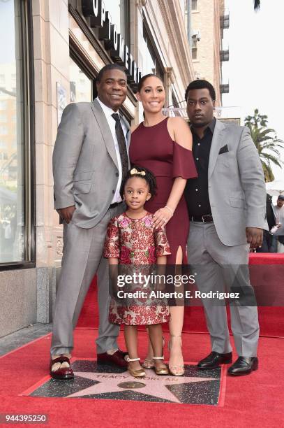 Tracy Morgan, Maven Morgan, Megan Morgan and Tracy Morgan Jr. Attend Tracy Morgan's Star Ceremony on the Hollywood Walk of Fame on April 10, 2018 in...