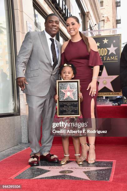 Tracy Morgan, Maven Morgan and Megan Morgan attend Tracy Morgan's Star Ceremony on the Hollywood Walk of Fame on April 10, 2018 in Los Angeles,...