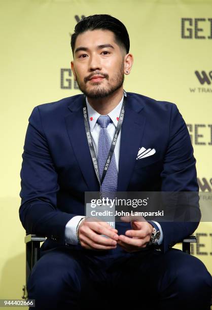 Actor Godfrey Gao speaks during the Global Entertainment Industry Summit at the Manhattan Center on April 10, 2018 in New York City.