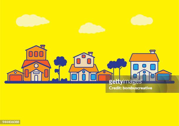 stockillustraties, clipart, cartoons en iconen met huizen van de wijk - suburbs