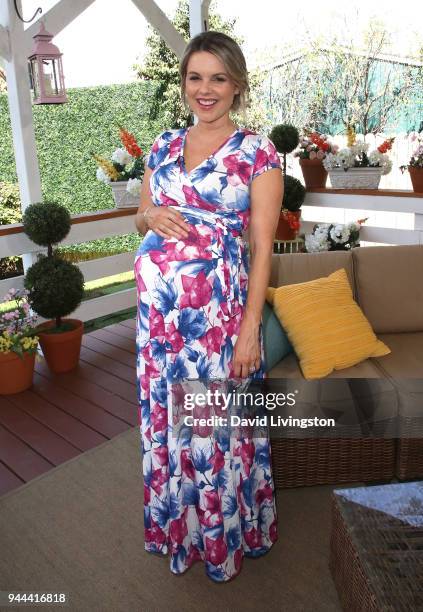 Personality Ali Fedotowsky poses at Hallmark's "Home & Family" at Universal Studios Hollywood on April 10, 2018 in Universal City, California.