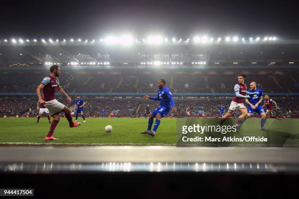 General view of Villa Park as Ahmed Elmohamady of Aston Villa takes on Junior Hoilett of Cardiff City during the Sky Bet Championship match between...