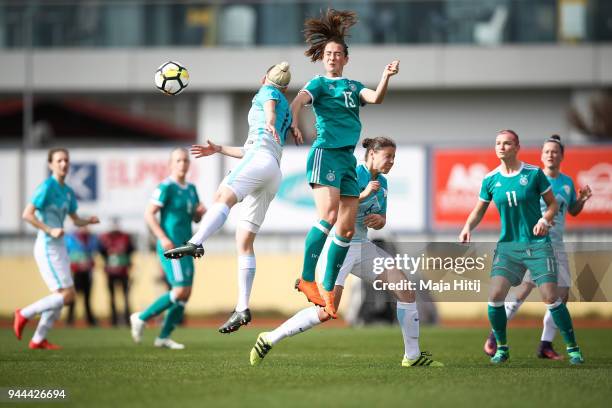 Sara Daebritz of Germany and Kaja Erzen of Slovenia battle for the ball during Slovenia Women's and Germany Women's 2019 FIFA Women's World...