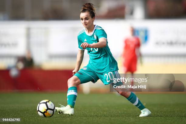 Lina Magull of Germany controls the ball during Slovenia Women's and Germany Women's 2019 FIFA Women's World Championship Qualifier match on April...