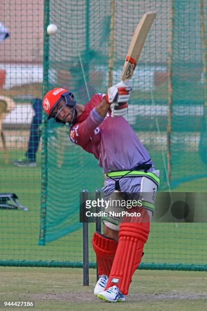 Delhi Daredevils team player Glenn Maxwell during the practice session ahead the Indian Premier League IPL-2018 T20 cricket match against Rajasthan...