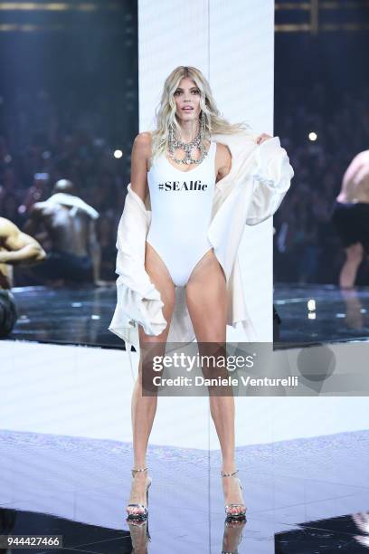 Model walks the runway at the Calzedonia Summer Show on April 10, 2018 in Verona, Italy.