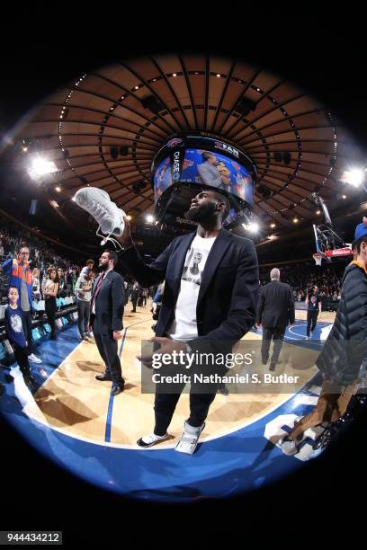Tim Hardaway Jr. #3 of the New York Knicks after the game against the Cleveland Cavaliers on April 9, 2018 at Madison Square Garden in New York City,...