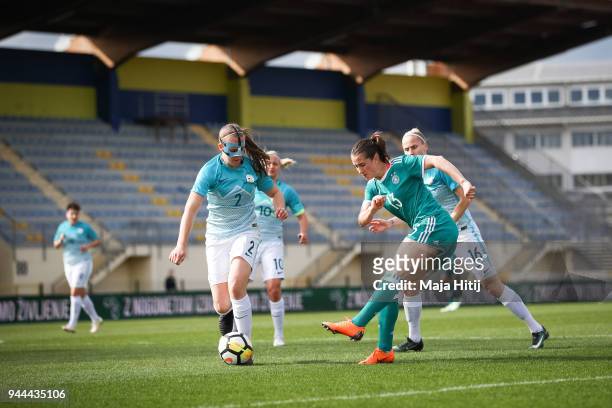Sara Daebritz of Germany and Lana Golob of Slovenia battle for the ball during the Slovenia Women's and Germany Women's 2019 FIFA Women's World...