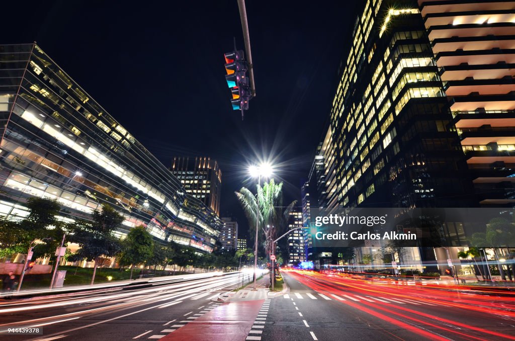 Modern office buildings at Faria Lima Avenue in Itaim Bibi, Sao Paulo's sophisticated business district