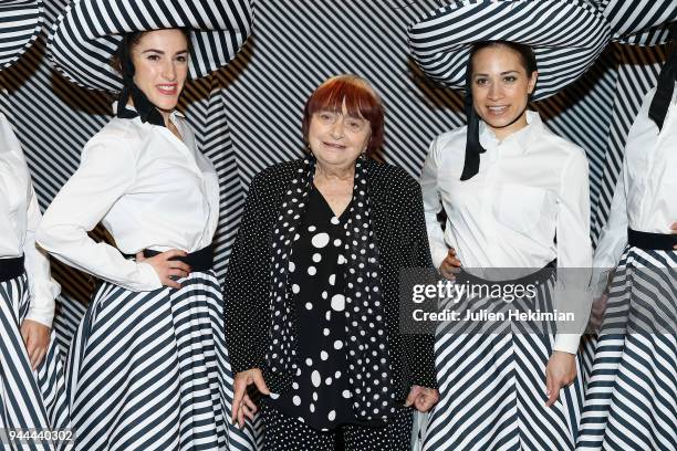 Agnes Varda attends the Societe des Amis Du Musee d'Art Moderne du Centre Pompidou Charles Kaisin's " Black And White" dinner party at Centre...