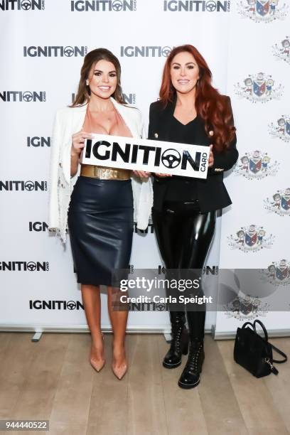 Tanya Bardsley and friend pose during the Ignition Card Launch at The Colony on April 10, 2018 in Wilmslow, England.