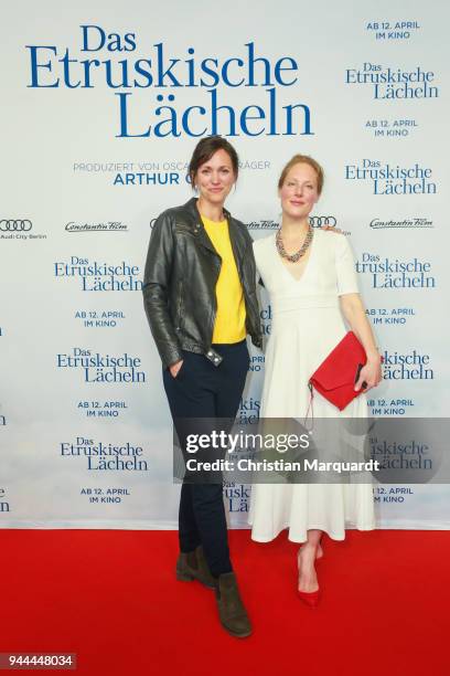 Nike Fuhrmann and Tessa Mittelstaedt attend the 'Das Etruskische Laecheln' Premiere at Zoo Palast on April 10, 2018 in Berlin, Germany.