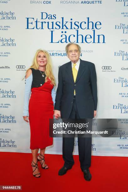 Renata Jacobs and Arthur Cohn attend the 'Das Etruskische Laecheln' Premiere at Zoo Palast on April 10, 2018 in Berlin, Germany.