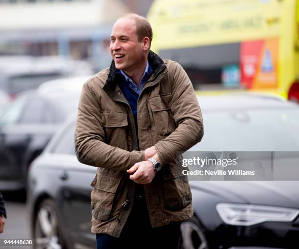 Prince William arrives at Villa Park before the Sky Bet Championship match between Aston Villa and Cardiff City at Villa Park on April 10, 2018 in...