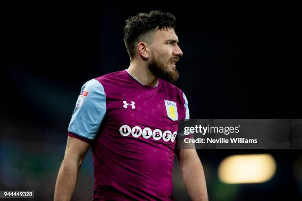 Robert Snodgrass of Aston Villa during the Sky Bet Championship match between Aston Villa and Cardiff City at Villa Park on April 10, 2018 in...