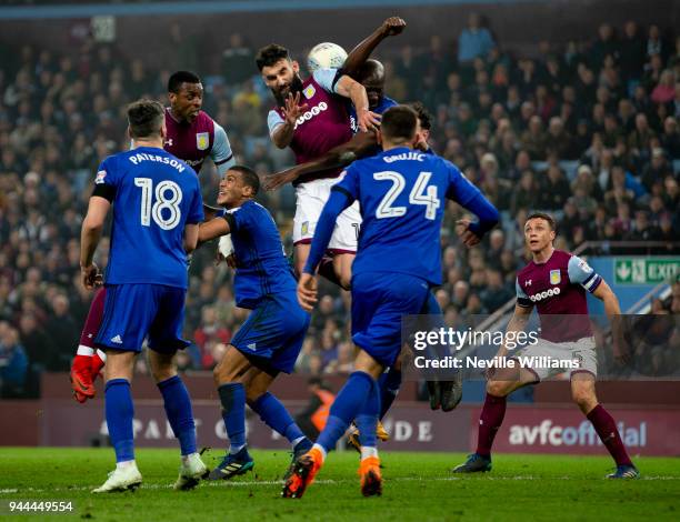 Mile Jedinak of Aston Villa during the Sky Bet Championship match between Aston Villa and Cardiff City at Villa Park on April 10, 2018 in Birmingham,...