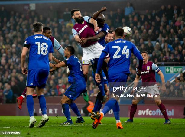 Mile Jedinak of Aston Villa during the Sky Bet Championship match between Aston Villa and Cardiff City at Villa Park on April 10, 2018 in Birmingham,...