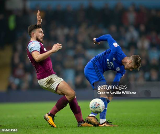 Robert Snodgrass of Aston Villa during the Sky Bet Championship match between Aston Villa and Cardiff City at Villa Park on April 10, 2018 in...