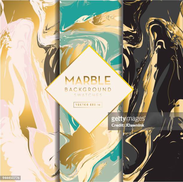 set of three marble background swatches - marble stock illustrations