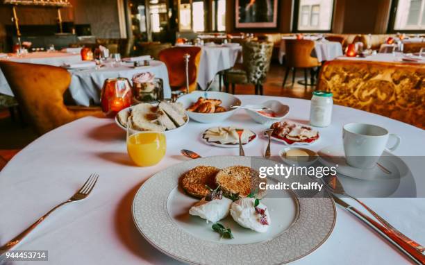 buffet continental breakfast in amsterdam - buffet stock pictures, royalty-free photos & images