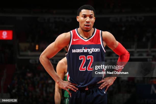 Otto Porter Jr. #22 of the Washington Wizards looks on during the game against the Boston Celtics on April 10, 2018 at Capital One Arena in...