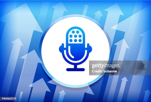 recording microphone blue up arrows background - recording in progress stock illustrations
