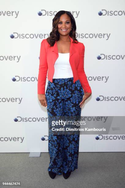 Laila Ali attends the Discovery Upfront 2018 at the Alice Tully Hall at Lincoln Center on April 10, 2018 in New York City.
