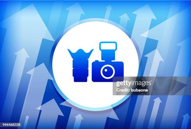 camera blue up arrows background - camera 3d render stock illustrations
