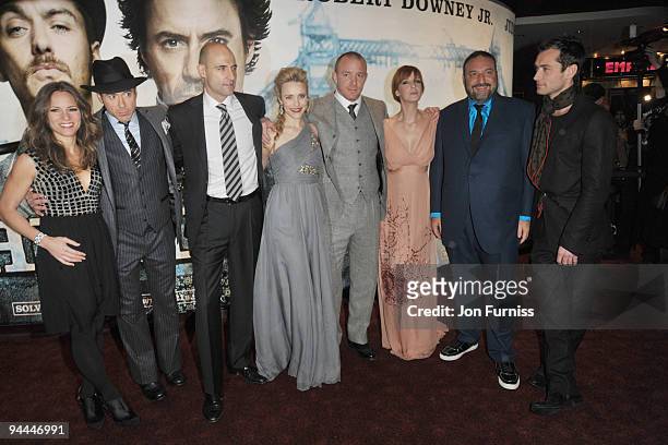 Susan Levin, Robert Downey Jr, Mark Strong, Rachel McAdams, Guy Ritchie, Kelly Reilly, Joel Silver and Jude Law attend the World Premiere of...