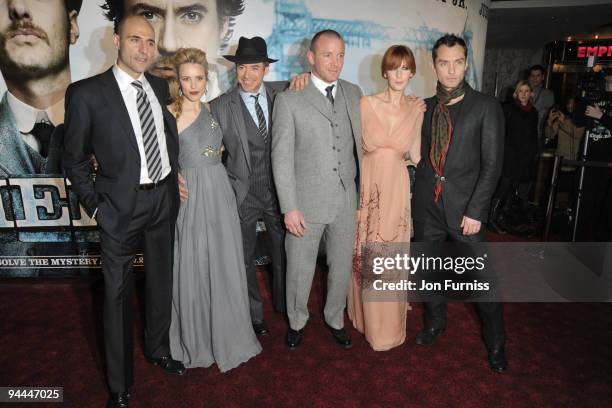 Mark Strong, Rachel McAdams, Robert Downey Jr, Guy Ritchie, Kelly Reilly and Jude Law attend the World Premiere of 'Sherlock Holmes' at Empire...