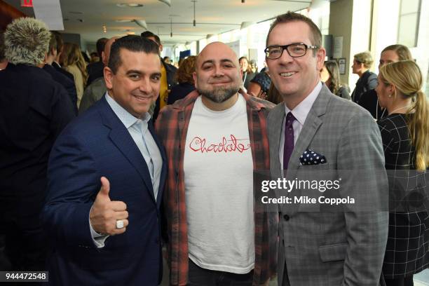 Buddy Valastro, Duff Goldman, and Ted Allen attend the Discovery Upfront 2018 at the Alice Tully Hall at Lincoln Center on April 10, 2018 in New York...