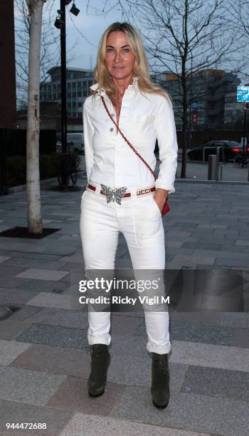 Meg Matthews seen attending the Bluebird Cafe - launch party at Television Centre on April 10, 2018 in London, England.