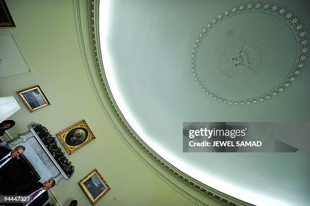 President Barack Obama holds a meeting with President Michel Sleiman of Lebanon in the Oval office at the White House in Washington, DC, on December...