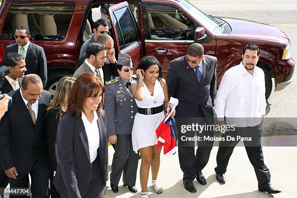 Latin American Idol Martha Heredia arrives to the Domincan Republic's Pesidential Palace on December 14, 2009 in Santo Domingo, Dominican Republic.