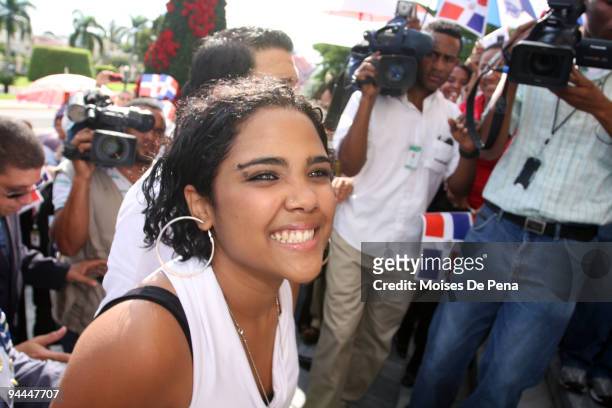 Latin American Idol Martha Heredia arrives to the Dominican Republic's Presidential Palace on December 14, 2009 in Santo Domingo, Dominican Republic.