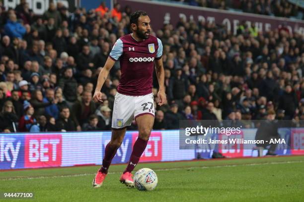 Ahmed Elmohamady of Aston Villa during the Sky Bet Championship match between Aston Villa v Cardiff City at Villa Park on April 10, 2018 in...