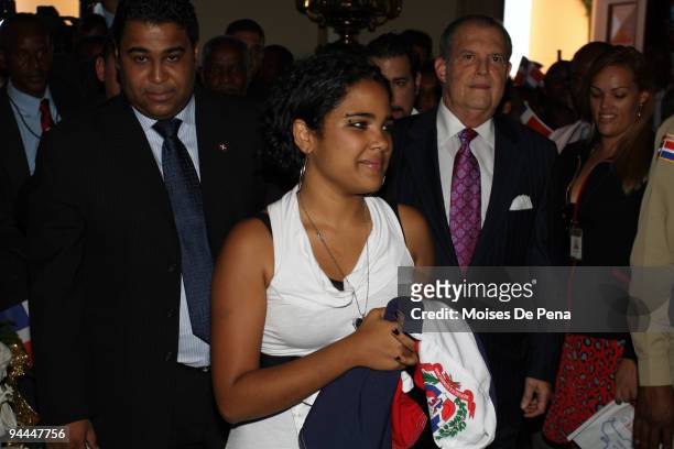 Latin American Idol Martha Heredia arrives to the Dominican Republic's Presidential Palace on December 14, 2009 in Santo Domingo, Dominican Republic.