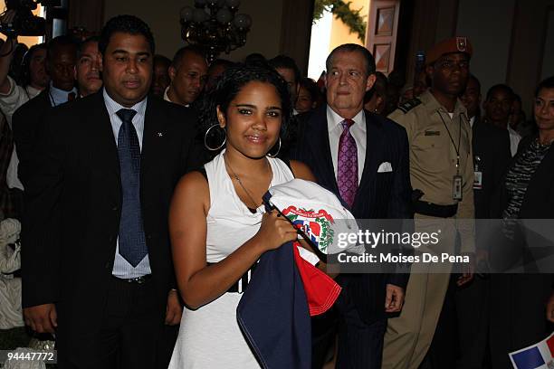 Latin American Idol Martha Heredia arrives to the Dominican Republic's Presidential Palace on December 14, 2009 in Santo Domingo, Dominican Republic.