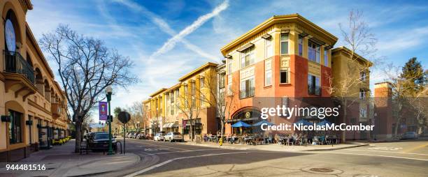 campbell california histórico avenida centro comercial tiendas y restaurantes panorama - san josé de california fotografías e imágenes de stock