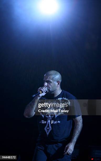 Pentagram's lead singer Vishal Dadlani performs at the Old Fort during the second day of the South Asian Bands Festival in New Delhi on Sunday,...