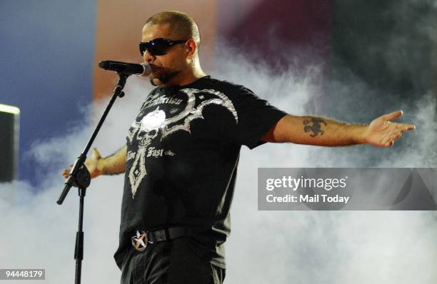 Pentagram's lead singer Vishal Dadlani performs at the Old Fort during the second day of the South Asian Bands Festival in New Delhi on Sunday,...