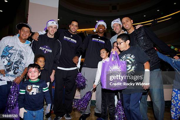 Sergio Rodriguez, Sean May, Jason Thompson, Jon Brockman and Kevin Martin of the Sacramento Kings on December 13, 2009 at Shriners Hospital for...