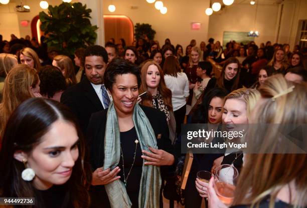 The Wing founder Audrey Gelman and Mayor of the District of Columbia Muriel Bowser attend The Wing D.C. Opening Celebration in Georgeotwn on April...