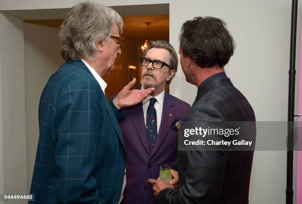 Paul Smith, Gary Oldman, and Walton Goggins, wearing Paul Smith, attend Paul Smith's intimate dinner with Gary Oldman at Chateau Marmont on April 10,...