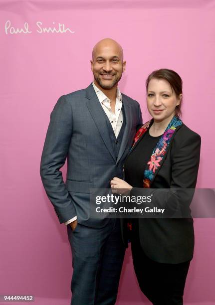 Keegan-Michael Key and Elisa Pugliese, wearing Paul Smith, attend Paul Smith's intimate dinner with Gary Oldman at Chateau Marmont on April 10, 2018...