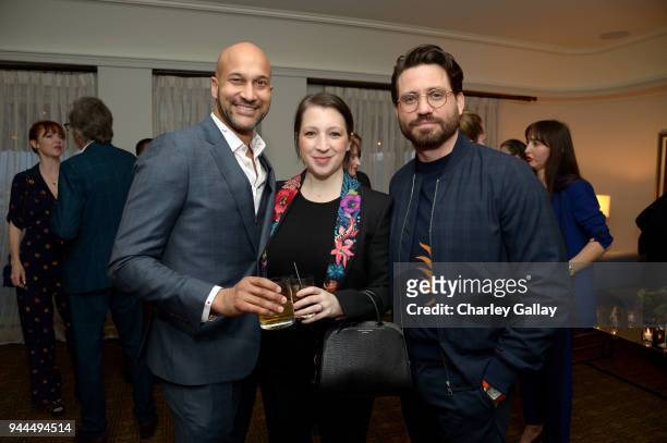 Keegan-Michael Key, Elisa Pugliese, and Edgar Ramirez, wearing Paul Smith, attend Paul Smith's intimate dinner with Gary Oldman at Chateau Marmont on...