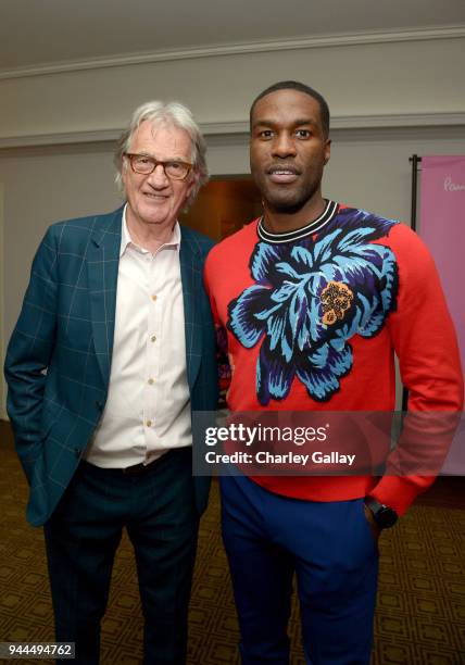 Paul Smith and Yahya Abdul-Mateen II, wearing Paul Smith, attend Paul Smith's intimate dinner with Gary Oldman at Chateau Marmont on April 10, 2018...